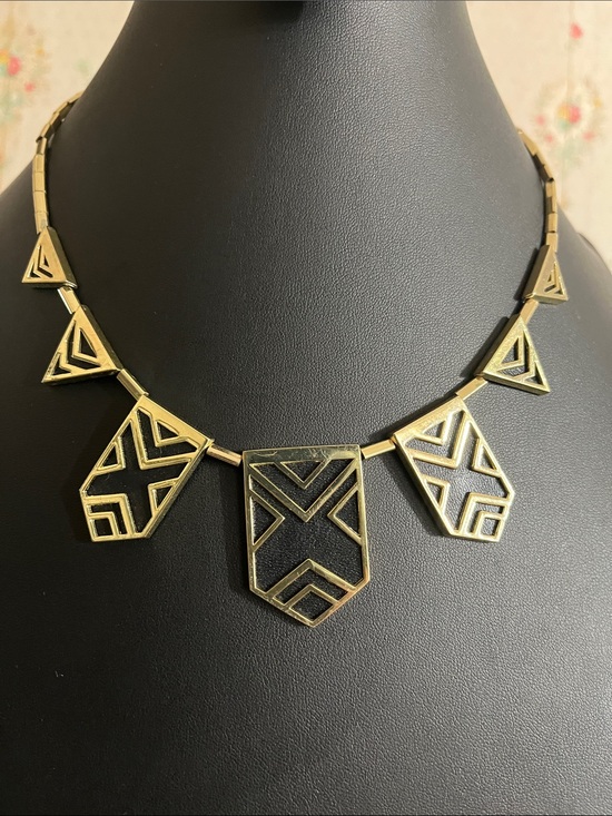 House of Harlow 1960 Jewelry - House of Harlow 1960 Gold Tone Geometric Art Deco Collar Necklace